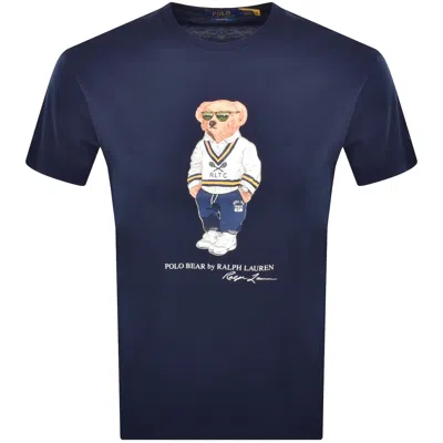 RALPH LAUREN RALPH LAUREN SLIM FIT POLO BEAR T SHIRT NAVY