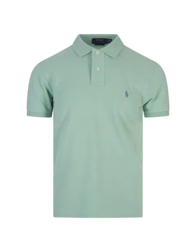 Ralph Lauren Slim-fit Polo Shirt In Celadon Piqué In Green