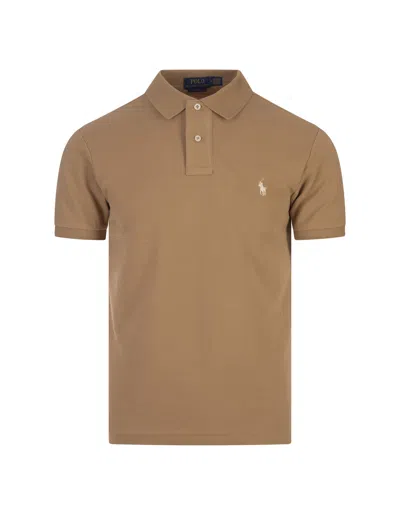 Ralph Lauren Slim-fit Polo Shirt In Coffee Piqué In Brown