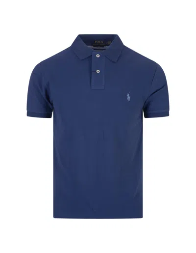 Ralph Lauren Slim-fit Polo Shirt In Dark Indigo Piqué In Blue