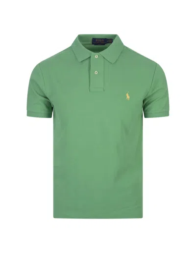 Ralph Lauren Slim-fit Polo Shirt In Light Green Piqué
