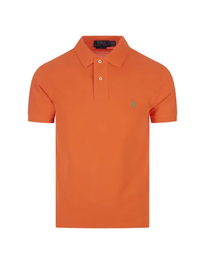Ralph Lauren Slim-fit Polo Shirt In Orange Piqué