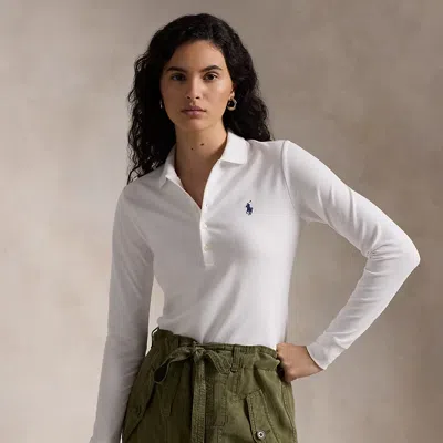 Polo Ralph Lauren Slim Fit Stretch Long-sleeve Polo Shirt In White