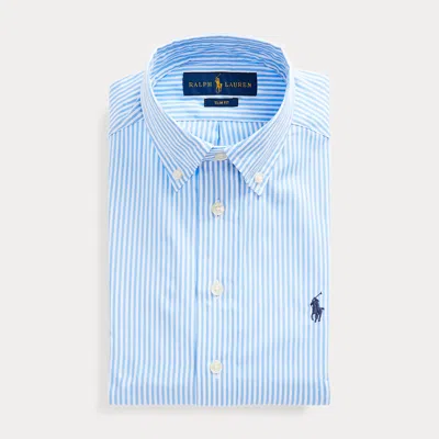 Ralph Lauren Kids' Slim Fit Striped Cotton Dress Shirt In Blue Multi