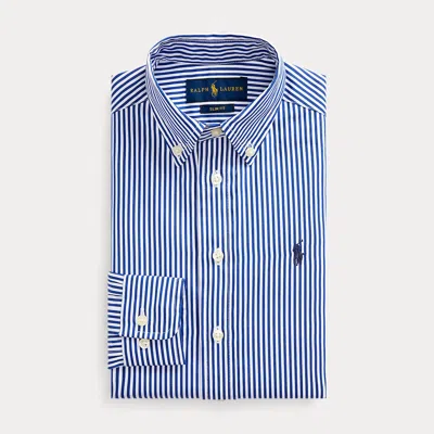 Ralph Lauren Kids' Slim Fit Striped Cotton Dress Shirt In Navy Multi