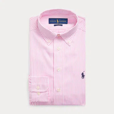 Ralph Lauren Kids' Slim Fit Striped Cotton Dress Shirt In Pink Multi