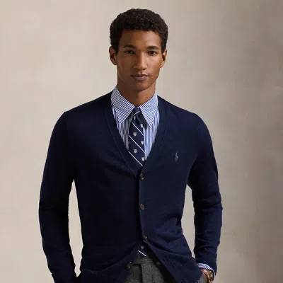Polo Ralph Lauren Slim Fit Washable Wool V-neck Cardigan In Hunter Navy
