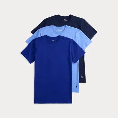 Ralph Lauren Slim Fit Wicking Crew 3-pack In Blue