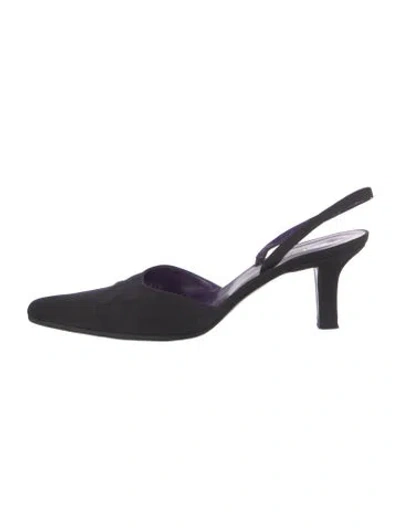 Pre-owned Ralph Lauren Slingback Flats In Black