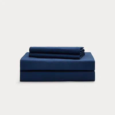 Ralph Lauren Sloane Cotton Percale Sheet Set In Navy In Blue