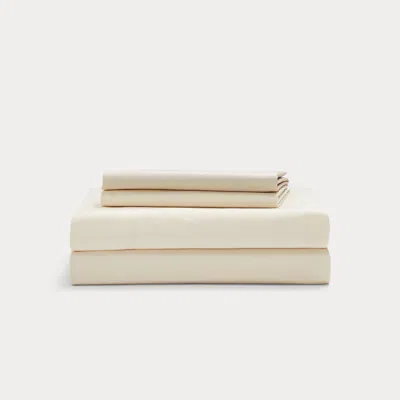 Ralph Lauren Sloane Cotton Percale Sheet Set In Solid Ivory In Neutral