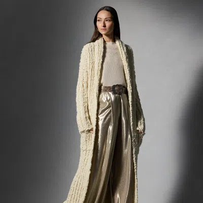Ralph Lauren Slub Wool Long Shawl-collar Cardigan In Classic Cream In White