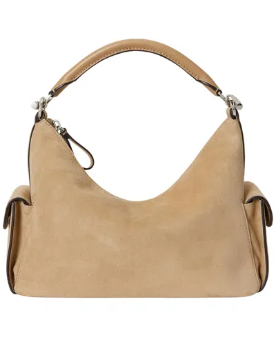 Ralph Lauren Suede Mini Blaike Shoulder Bag In Tan In Brown