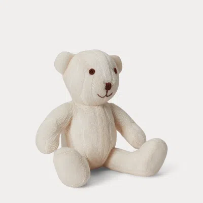 Ralph Lauren Babies' Small Cable Cashmere Bear In Warm White In Brown
