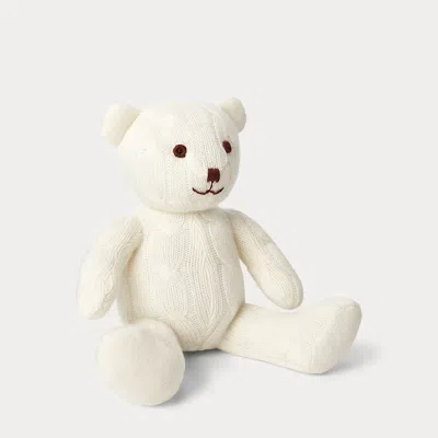 Ralph Lauren Babies' Small Cable Cashmere Bear In White