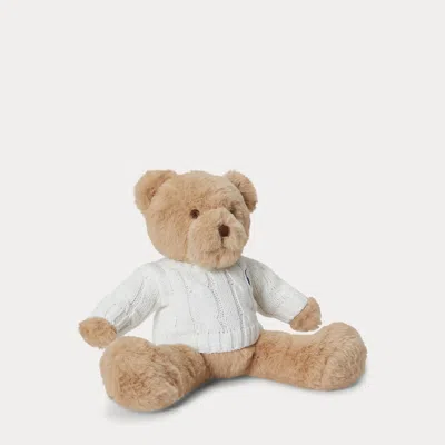 Ralph Lauren Babies' Small Cable-sweater Polo Bear In Trophy Cream In Brown