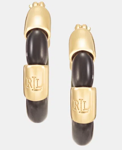 Ralph Lauren Small Color Inlay Hoop Earrings In Gold