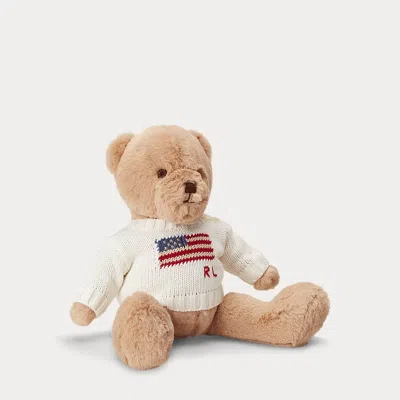 Ralph Lauren Babies' Small Flag-sweater Polo Bear In Gold