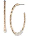 Ralph Lauren Small Imitation Pearl Beaded C-hoop Earrings, 1" In Gold