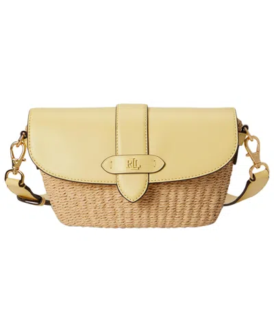 Ralph Lauren Small Lynden Straw-leather Shoulder Bag In Brown