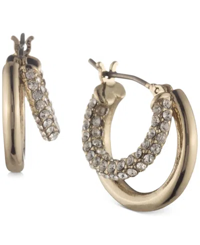 Ralph Lauren Small Pave Split-hoop Earrings, 0.65" In Gold