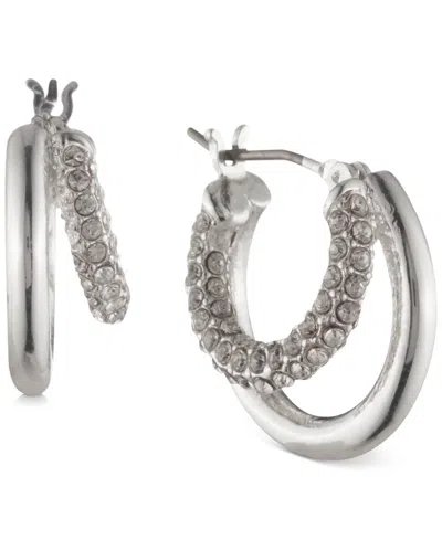 Ralph Lauren Small Pave Split-hoop Earrings, 0.65" In Silver
