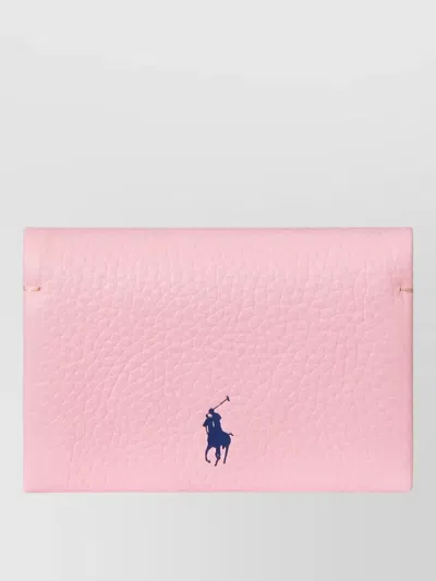 Ralph Lauren Small Pebbled Texture Leather Card Case In Pink