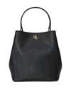 Ralph Lauren Small Crosshatch Reese Black Leather Bucket Bag Si In Black