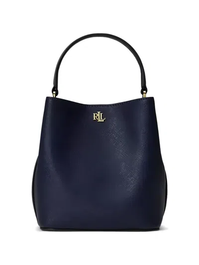 Ralph Lauren Small Reese Logo-detail Top-handle Leather Tote Bag In Blue