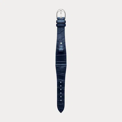 Polo Ralph Lauren Small Stirrup Alligator Watch Strap In Navy