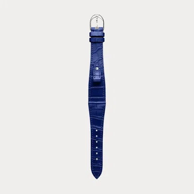 Polo Ralph Lauren Small Stirrup Alligator Watch Strap In Royal Blue