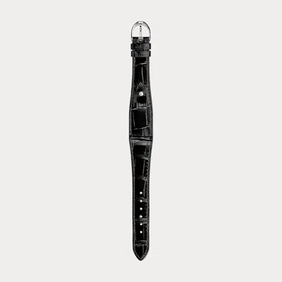 Polo Ralph Lauren Small Stirrup Caiman Watch Strap In Black