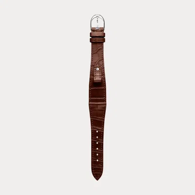 Polo Ralph Lauren Small Stirrup Caiman Watch Strap In Brown