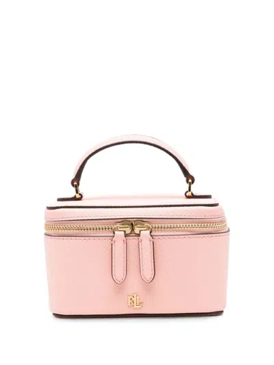 Ralph Lauren Small Toiletry Tote Bag Hallee With Logo Tag In Pink