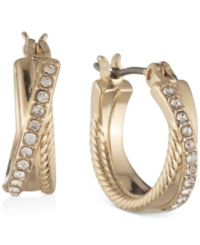 Ralph Lauren Small Twisted Rope & Pave Crisscross Hoop Earrings, 0.6" In Gold
