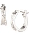 Ralph Lauren Silver-tone Small Pave & Rope Chain Twist Hoop Earrings, 0.6" In White