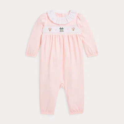 Ralph Lauren Babies' Smocked Organic Cotton Coverall In Love Pink