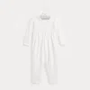 Polo Ralph Lauren Smocked Organic Cotton Coverall In White