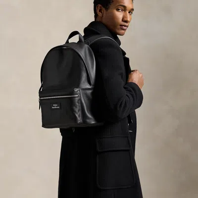 Polo Ralph Lauren Large Dome-shaped Backpack In Smooth Leather In Black