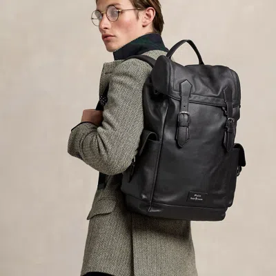 Polo Ralph Lauren Smooth Leather Backpack In Black