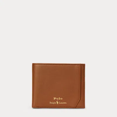 Ralph Lauren Smooth Leather Billfold Wallet In Saddle In Brown