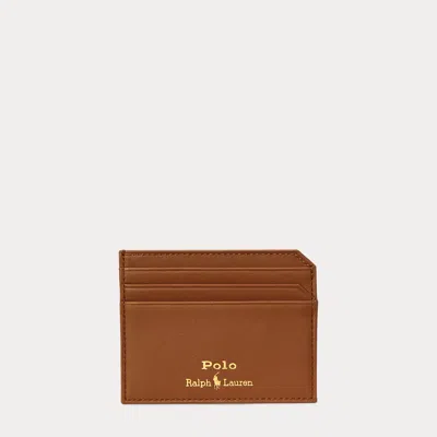 Polo Ralph Lauren Smooth Leather Card Case In Saddle In Brown
