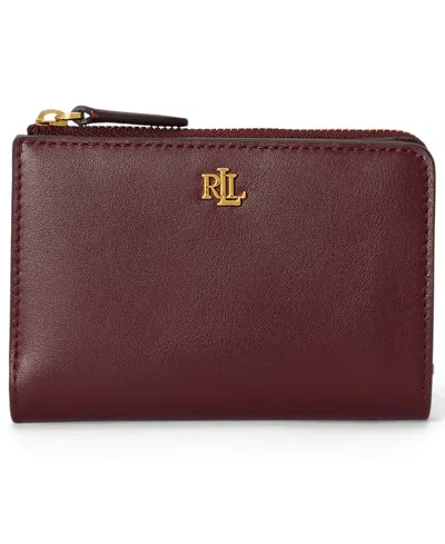 Ralph Lauren Smooth Leather Small Bifold Wallet In Dark Garnet