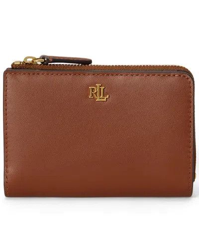 Ralph Lauren Smooth Leather Small Bifold Wallet In Lauren Tan