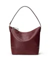 Ralph Lauren Smooth Leather Tasha Bucket Bag In Burgundy