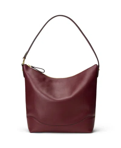 Ralph Lauren Smooth Leather Tasha Bucket Bag In Burgundy