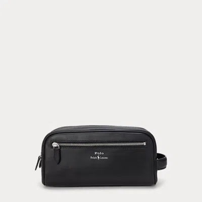 Ralph Lauren Smooth Leather Travel Case In Black