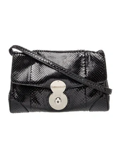 Pre-owned Ralph Lauren Snakeskin Ricky Clutch Medium In Black