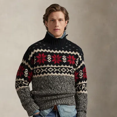 Ralph Lauren Snowflake Cable-knit Wool-blend Sweater In Multi
