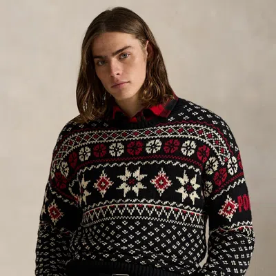 Ralph Lauren Snowflake Cotton-cashmere Sweater In Black